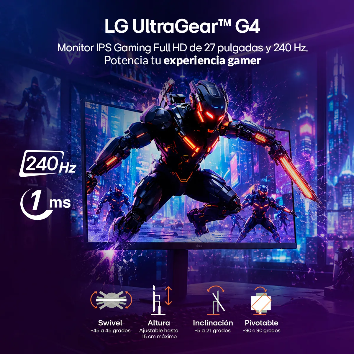 LG - Monitor Gamer LG 27G440A UltraGear G4 FHD 27 240Hz 1ms