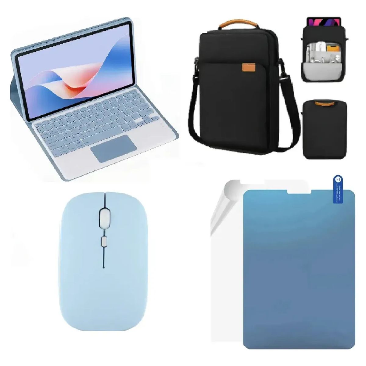 GENERICO - ESTUCHE TECLADO TRACKPAD PARA  IPAD AIR 11 CHIP M4 2026 + MOUSE + BOLSO + PAPER LIKE AZUL