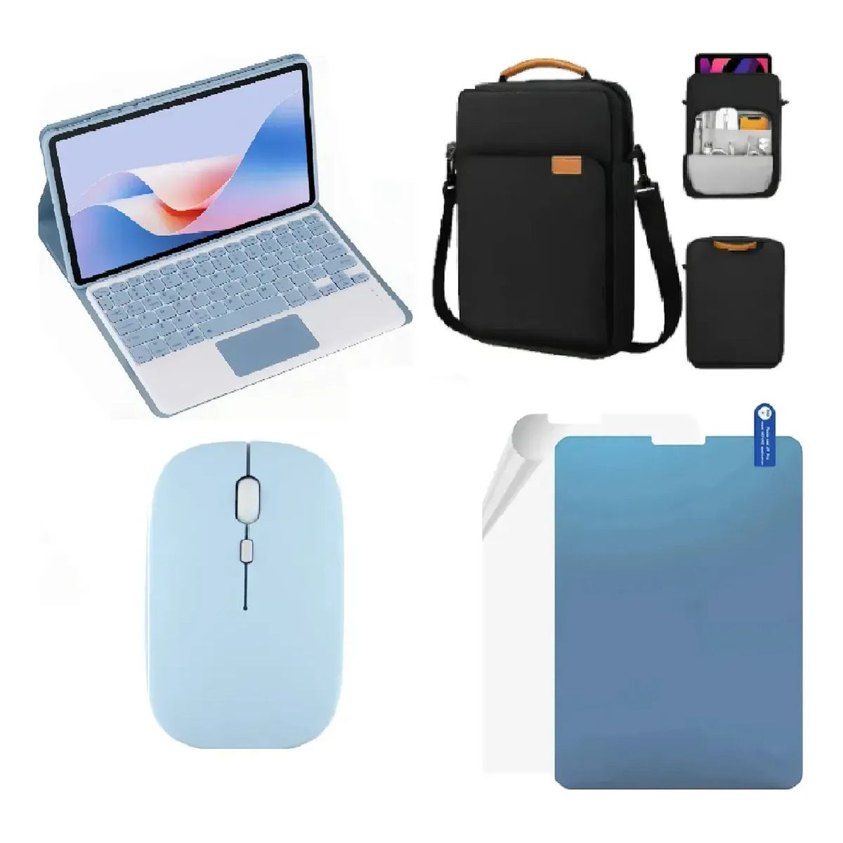 GENERICO - ESTUCHE TECLADO TRACKPAD PARA  IPAD AIR 11 CHIP M4 2026 + MOUSE + BOLSO + PAPER LIKE AZUL