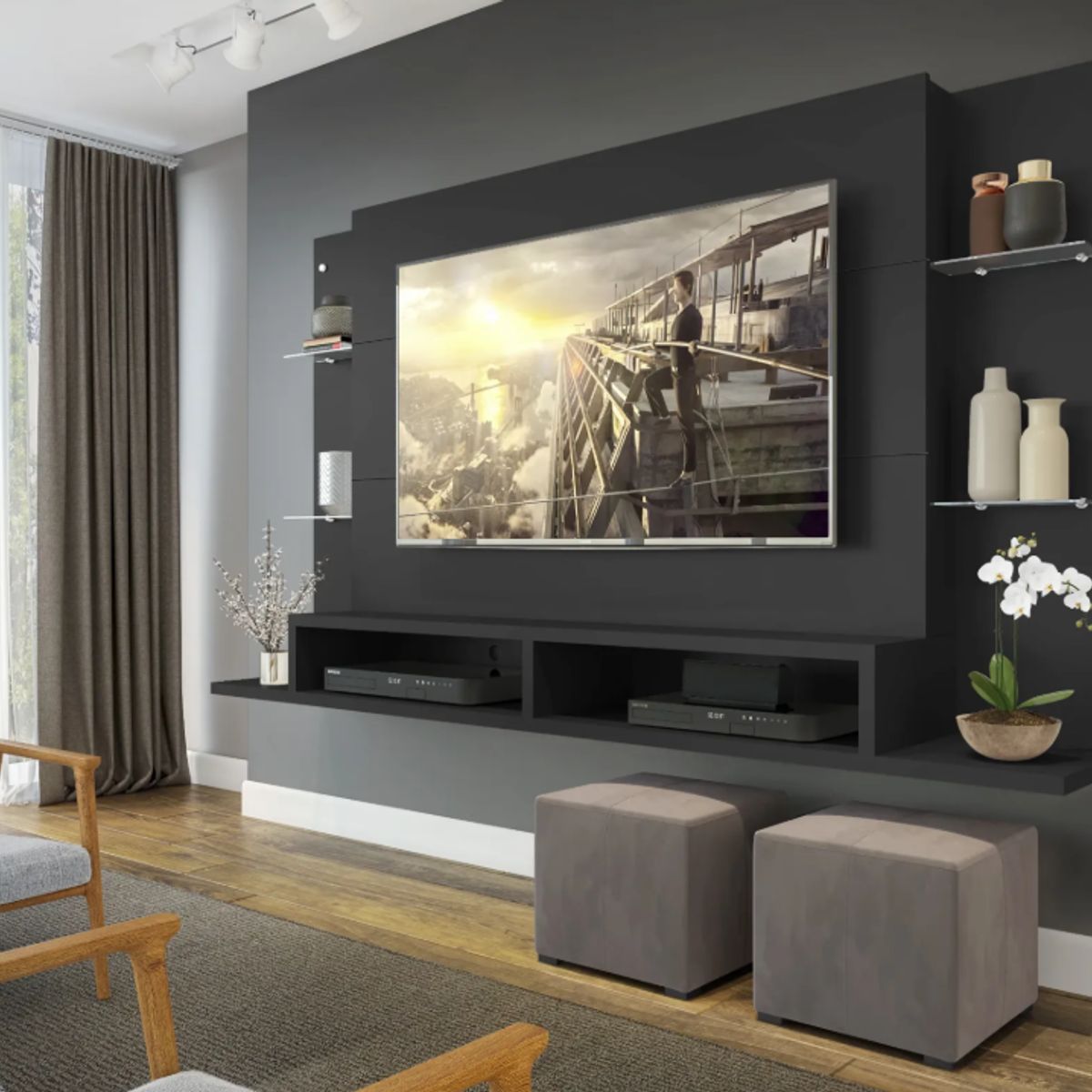 GENERICO - Panel De TV Braga Para Tv De Hasta 60 Pulgadas Color Negro