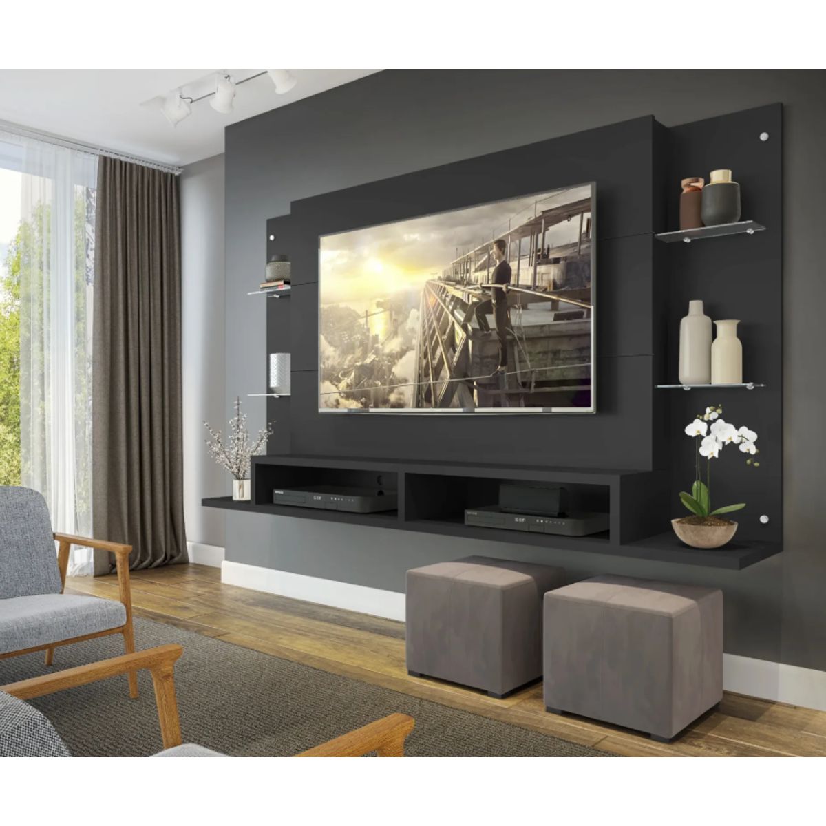 GENERICO - Panel De TV Braga Para Tv De Hasta 60 Pulgadas Color Negro