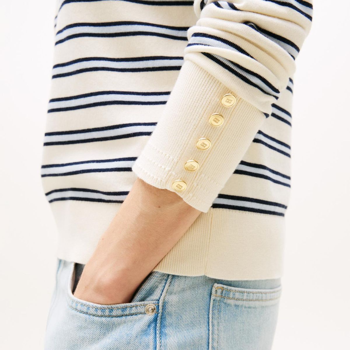 TOMMY HILFIGER - Saco beige de punto con Cuello en V Tommy Hilfiger