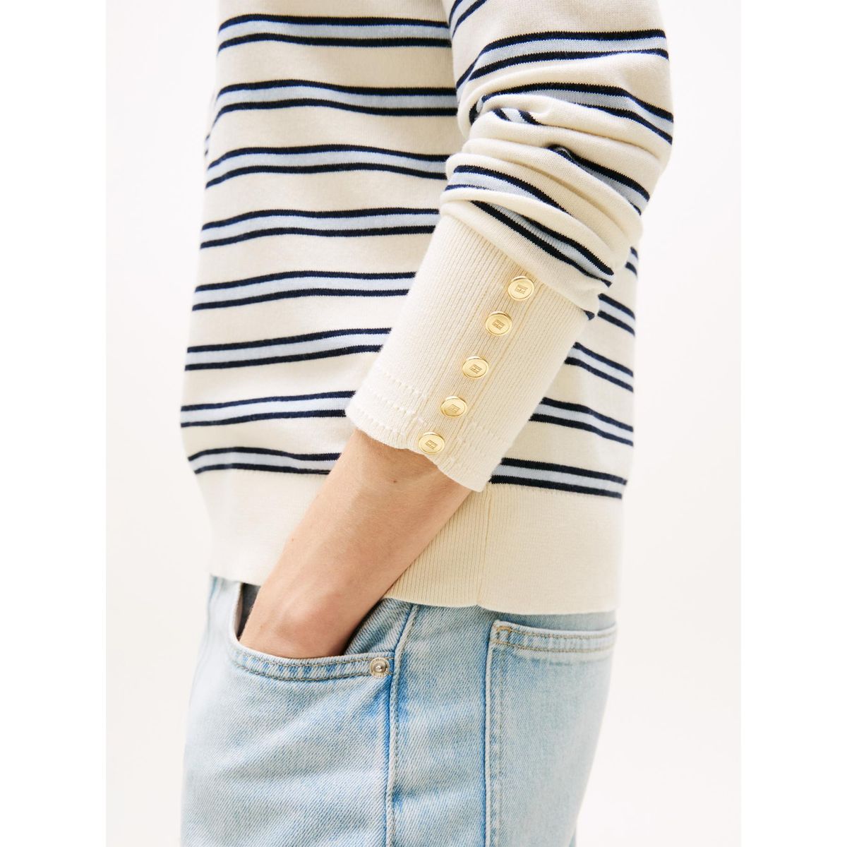 TOMMY HILFIGER - Saco beige de punto con Cuello en V Tommy Hilfiger