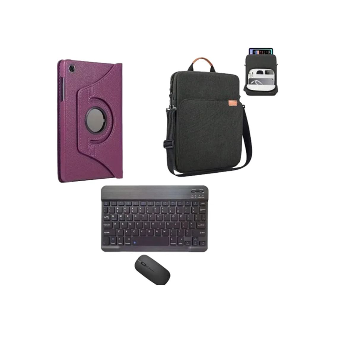 GENERICO - Estuche 360 Para Tablet + Teclado + Mouse + Bolso para lenovo m11 morado