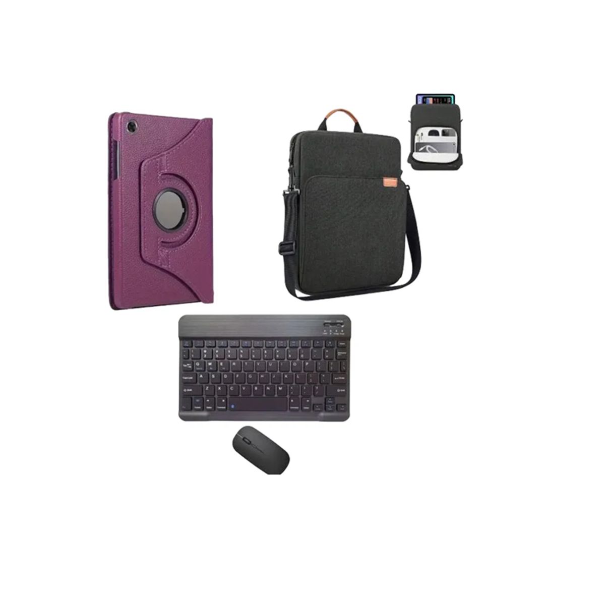 GENERICO - Estuche 360 Para Tablet + Teclado + Mouse + Bolso para lenovo m11 morado