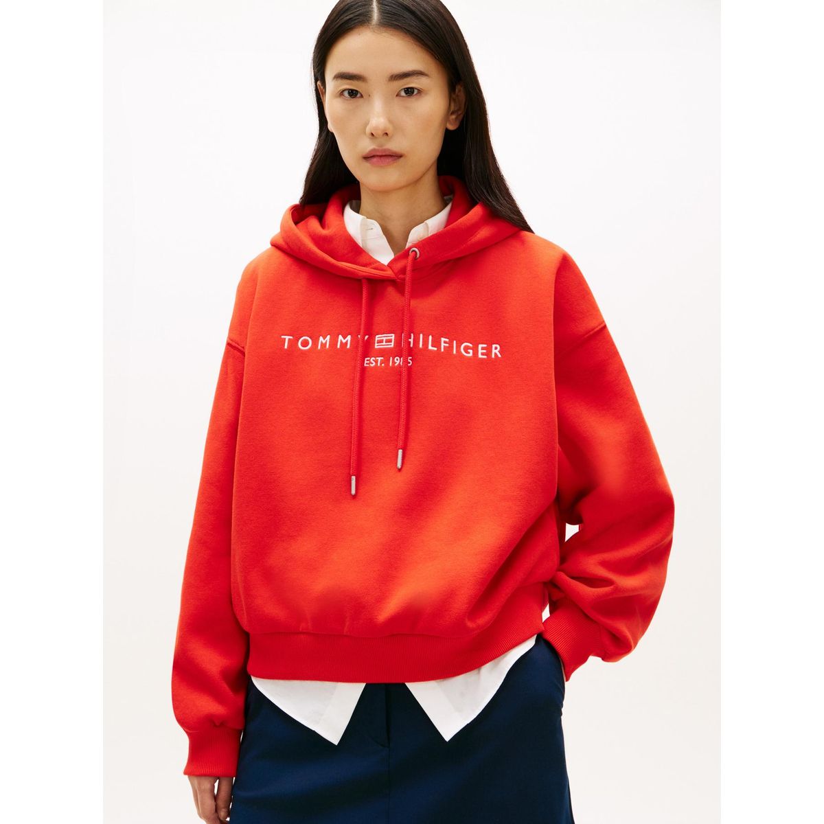 TOMMY HILFIGER - Buzo rojo con capota y logo Tommy Hilfiger