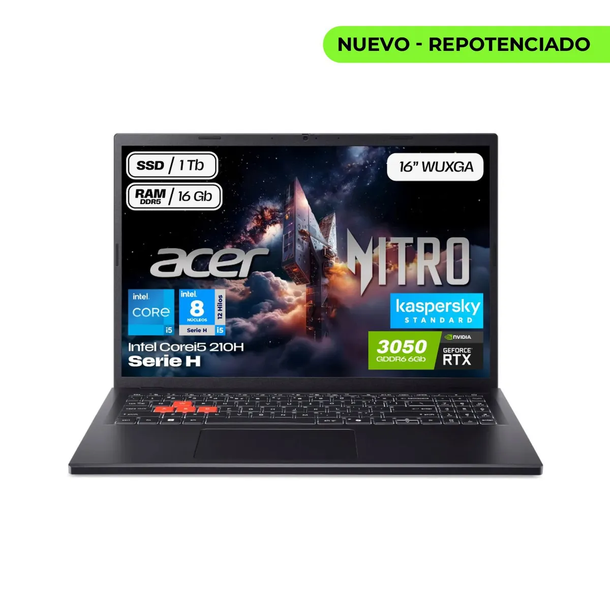 ACER - Portátil Gamer Acer Nitro V16 Intel 5 210h Ram Ddr5 16gb Ssd 1TB Rtx 3050 6Gb Computador portatil