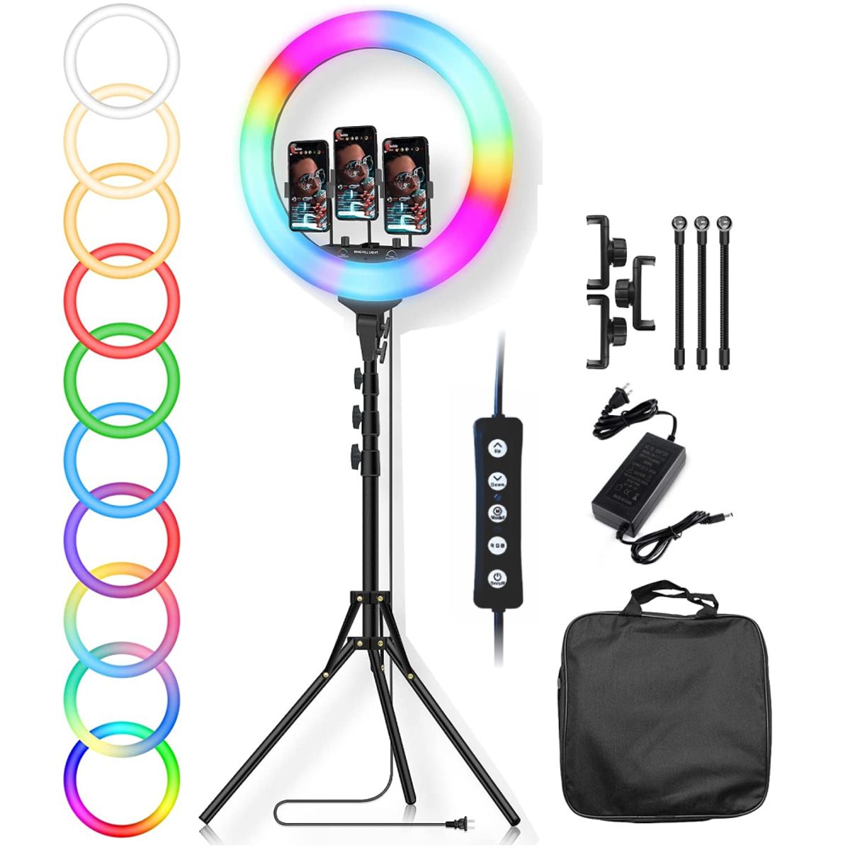 COLME TECHNOLOGY HOME - Aro De Luz Regulable 45cm RGB 18 Foto Estudio Kit + Trípode