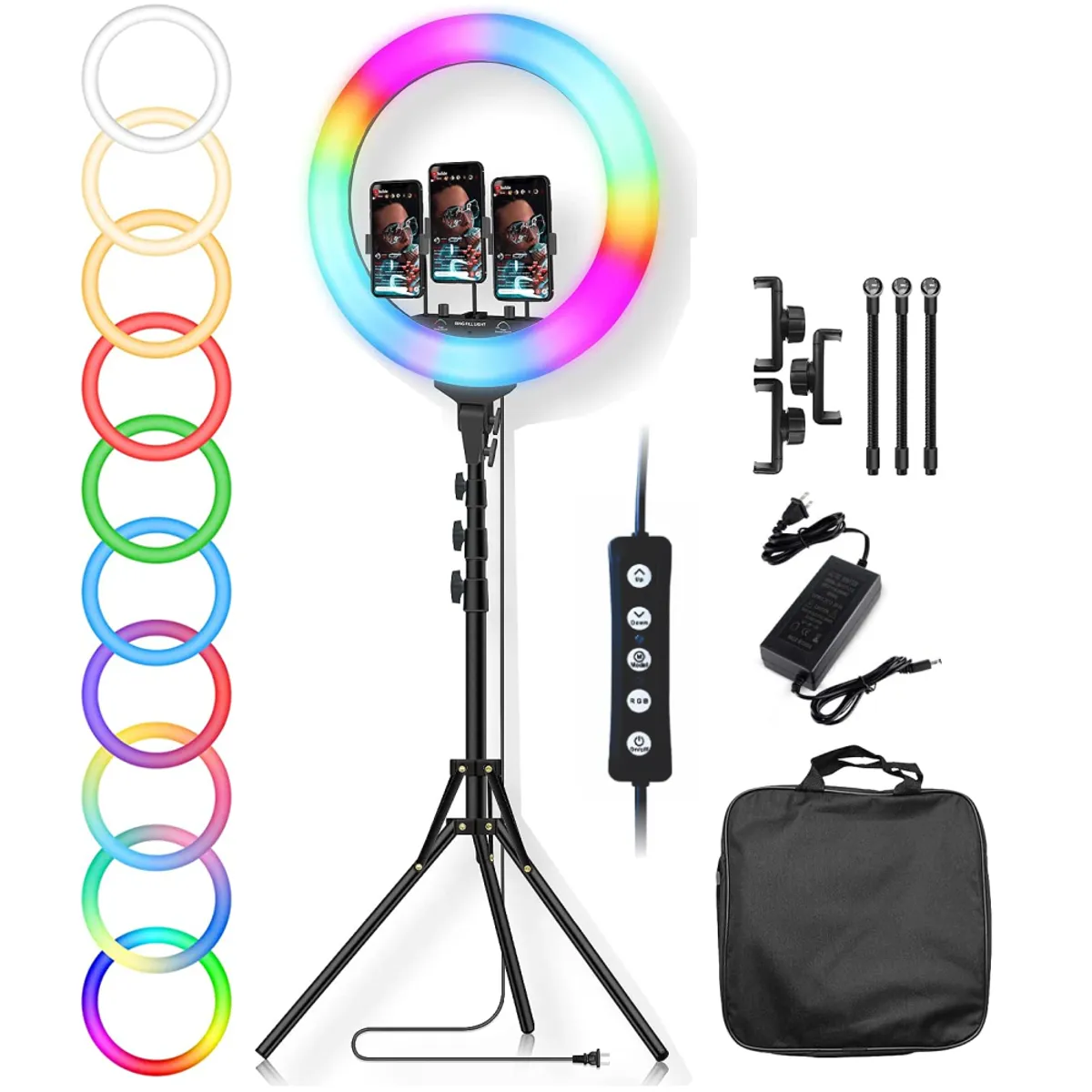 COLME TECHNOLOGY HOME - Aro De Luz Regulable 45cm RGB 18 Foto Estudio Kit + Trípode