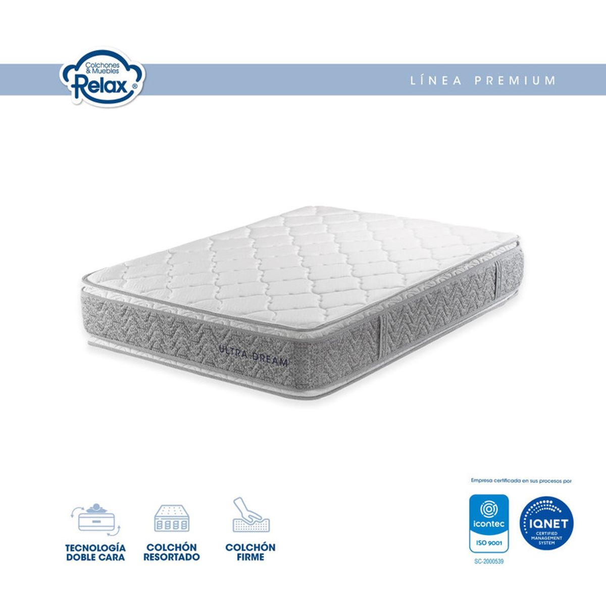 COLCHONES RELAX - Colchón Queen Ultra Dream Colchones Relax 160x190x32cm Ortopédico Resortado Firme