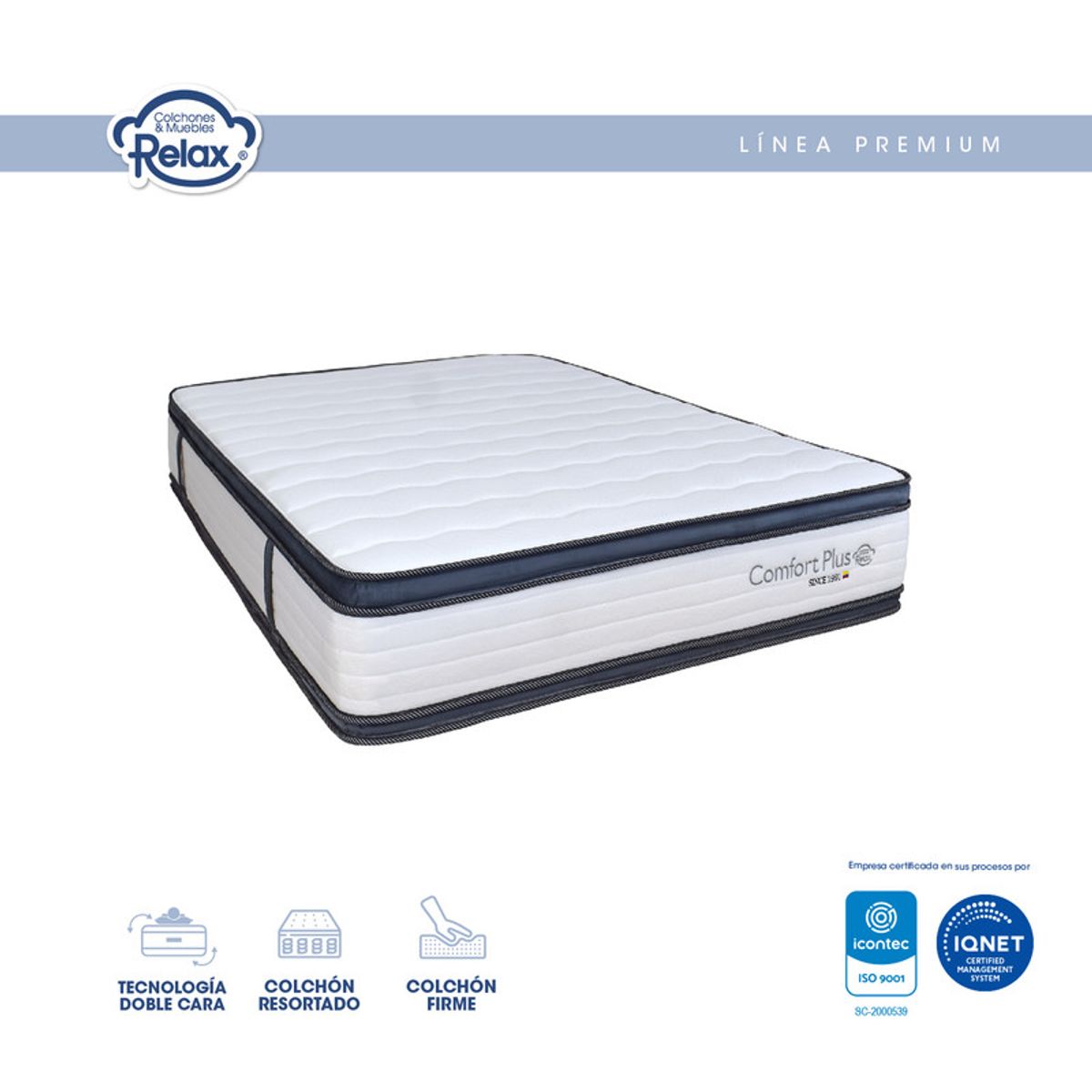 COLCHONES RELAX - Colchón Queen Confort Plus Colchones Relax 160x190x26cm Espumado Pillow Top Extra Firme