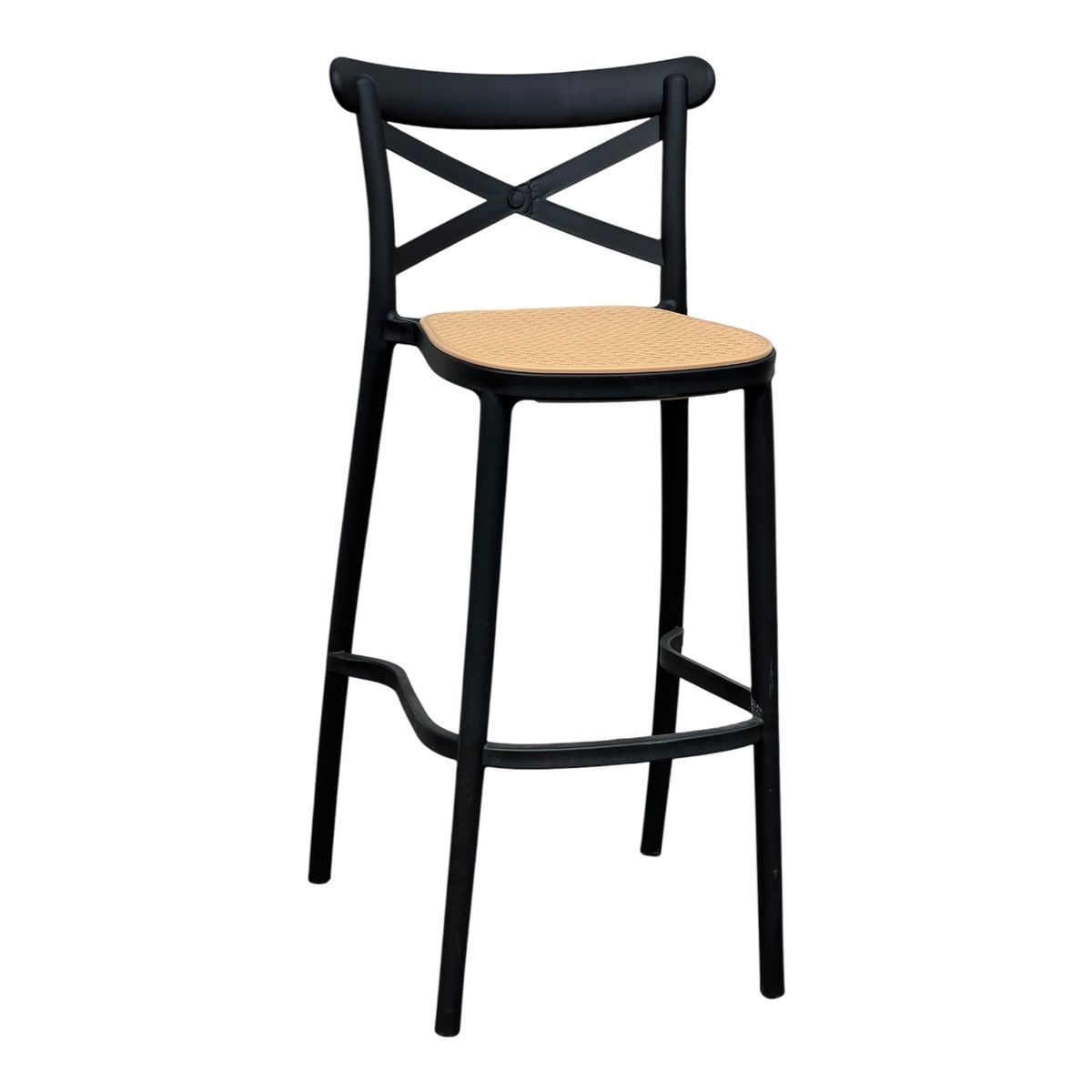 GENERICO - Idea Desk - Silla Verano Alta Negro Estilo Ratán Resistente para Barra Exterior