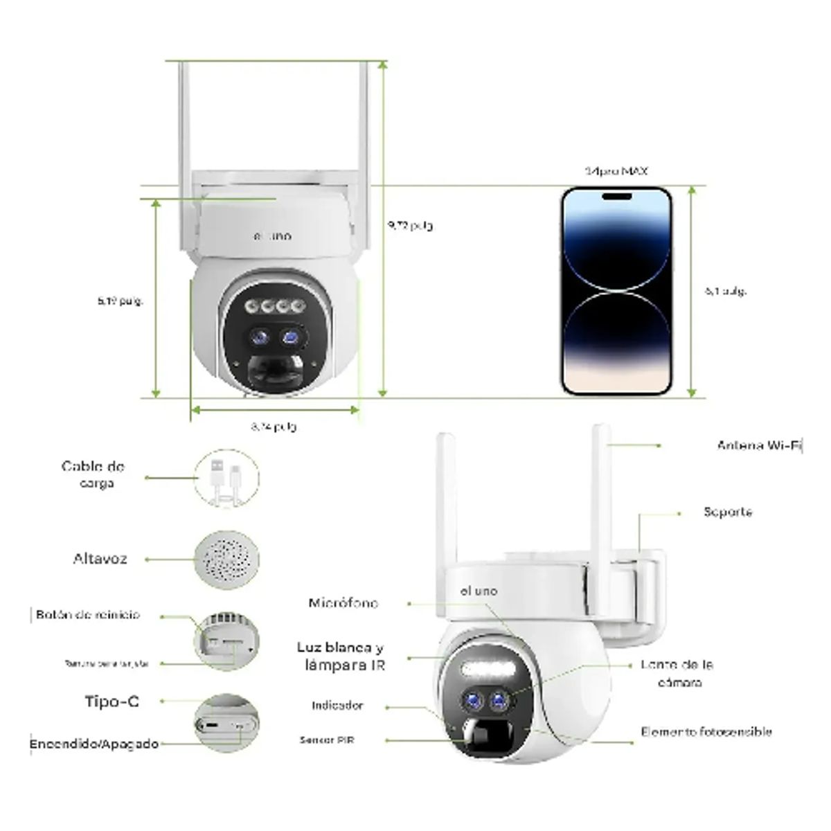 OEM - Cámara De Seguridad De Doble Lente Solar Zoom De 10x