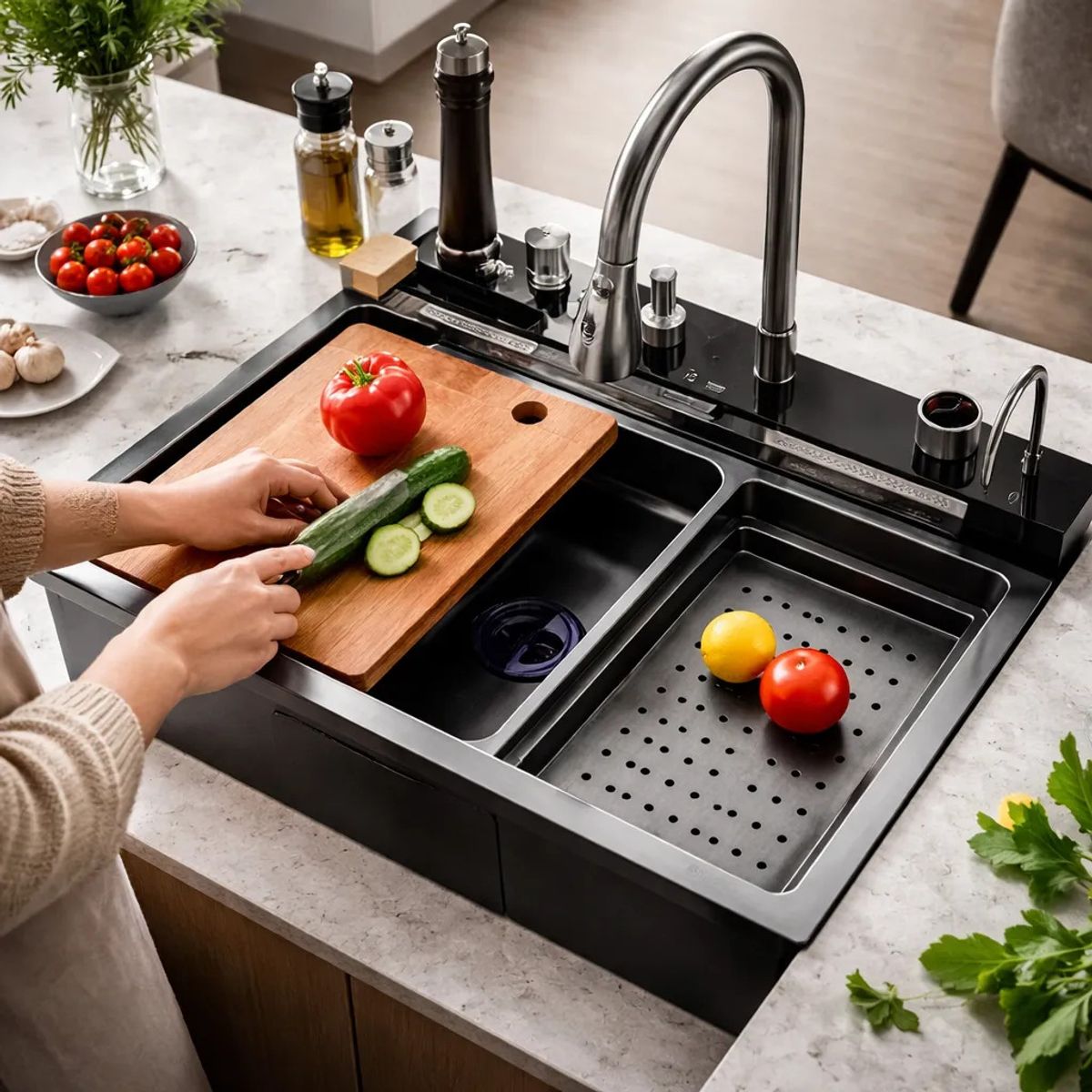 HOME CARE TECHNOLOGY - LAVAPLATOS FREGADERO PARA COCINA EN ACERO INOXIDABLE INTELIGENTE