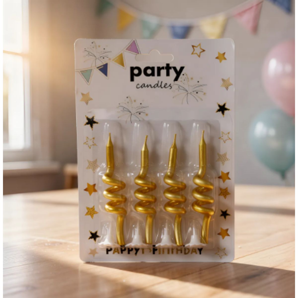 INFANTILES CAJUROMIX - Velas Espiral Metalizadas Doradas  Para Torta