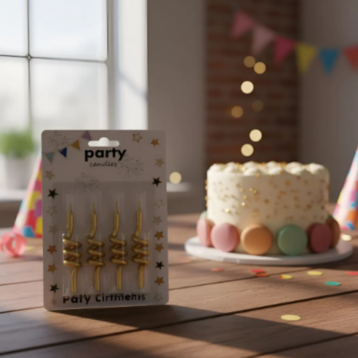 INFANTILES CAJUROMIX - Velas Espiral Metalizadas Doradas  Para Torta