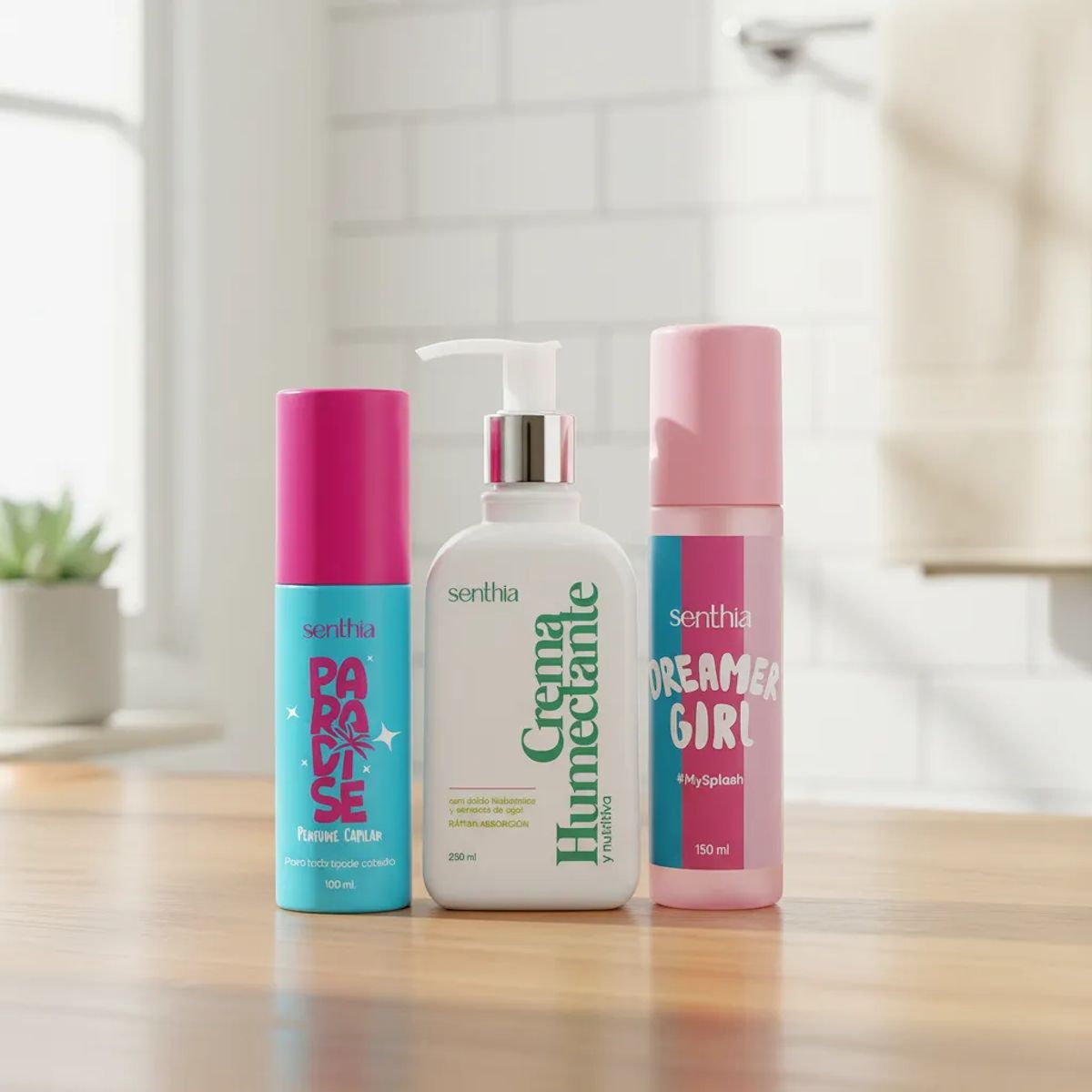 SENTHIA - Kit Crema Neutra + Perfume Capilar Paradise + Body Splash