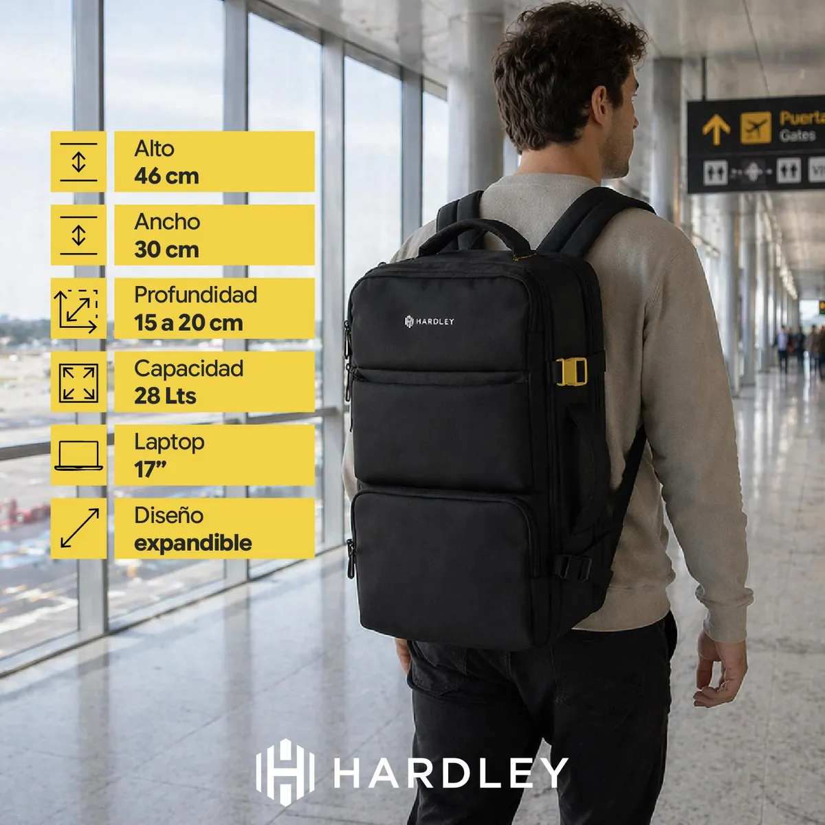LINKON - Morral Maleta Viaje Hardley 28lt Compartimiento Zapatos
