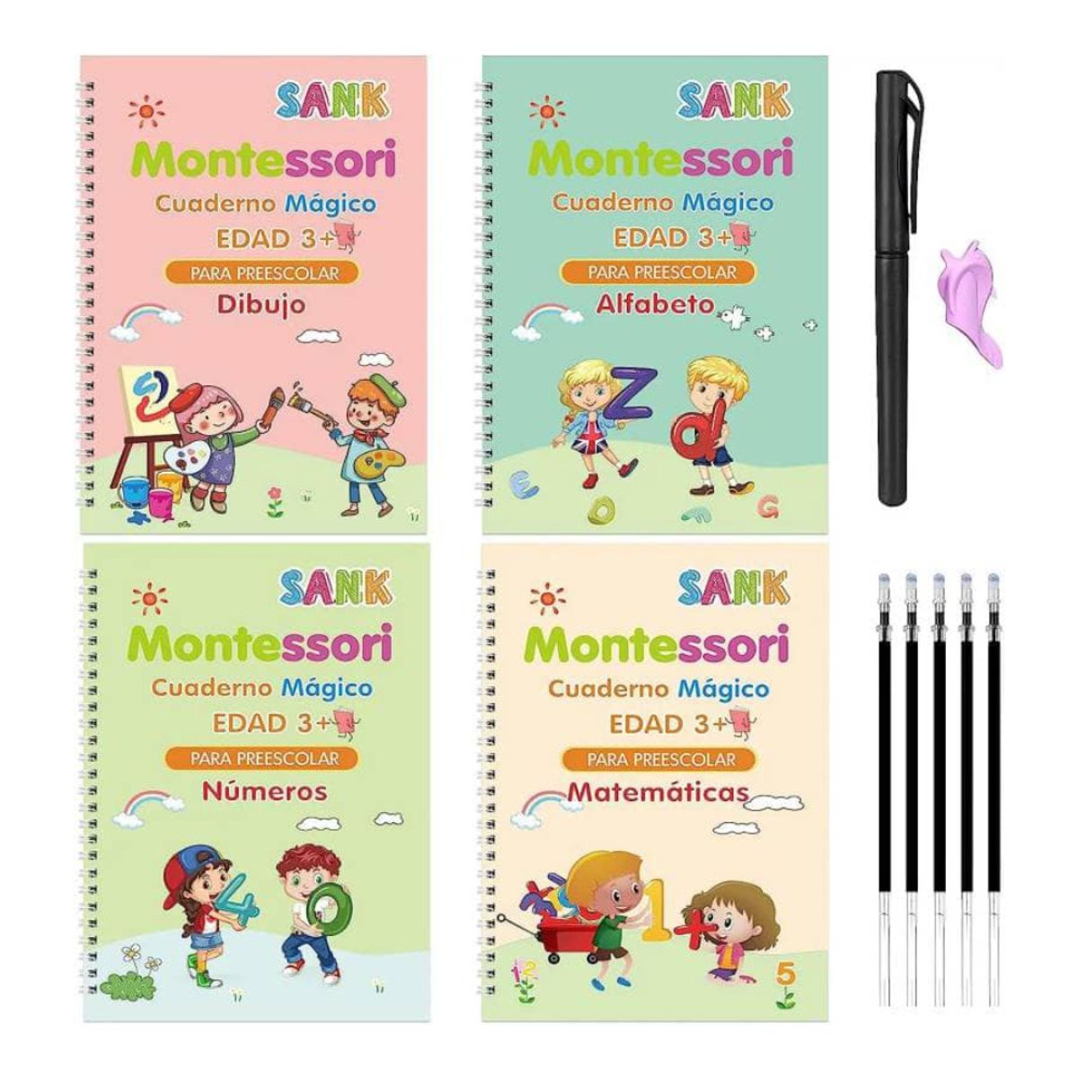 COLME TECHNOLOGY HOME - Cuaderno De Escritura Mágico En Español Reutilizable 4pcs