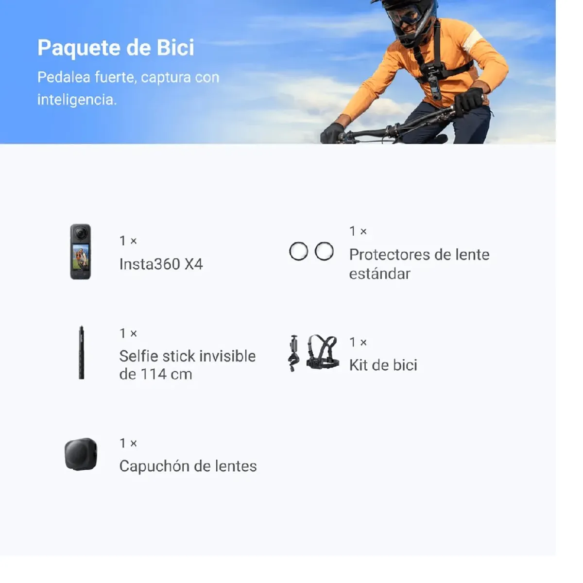 INSTA360 - Cámara Insta360 X4 Combo Bikes