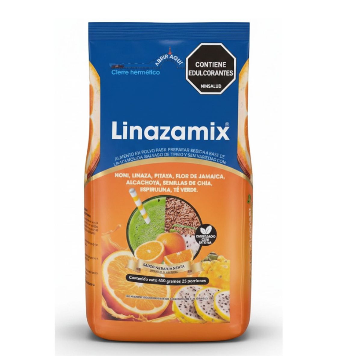 NATURAL FRESHLY - ALIMENTO EN POLVO LINAZAMIX X 450GR. SABOR A NARANJA.