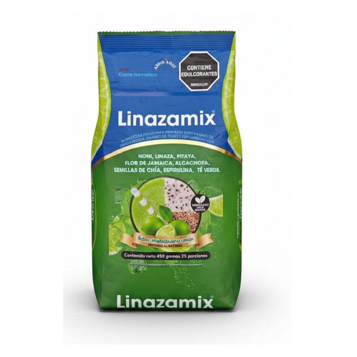 NATURAL FRESHLY - ALIMENTO EN POLVO LINAZAMIX X 450GR. SABOR A HIERBABUENA Y LIMON.