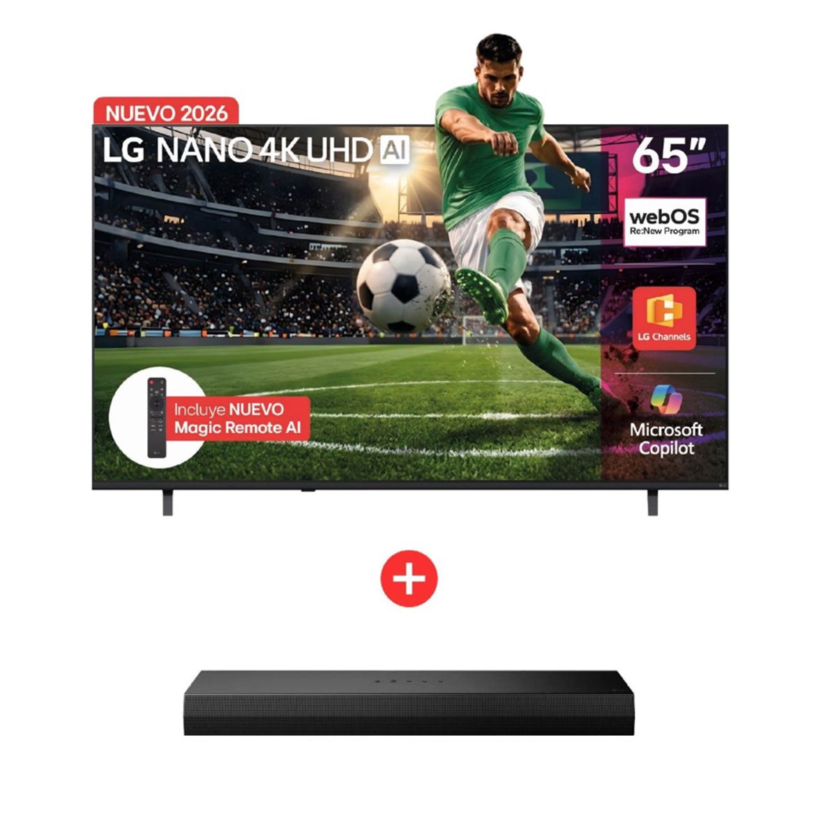 LG - Combo LG Televisor + Barra sonido - 65 Pulgadas Nanouhd - Barra Sonido S20a