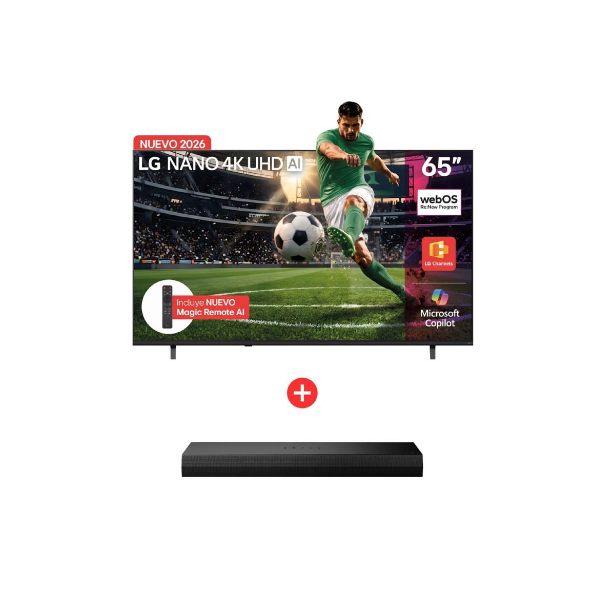 LG - Combo LG Televisor + Barra sonido - 65 Pulgadas Nanouhd - Barra Sonido S20a