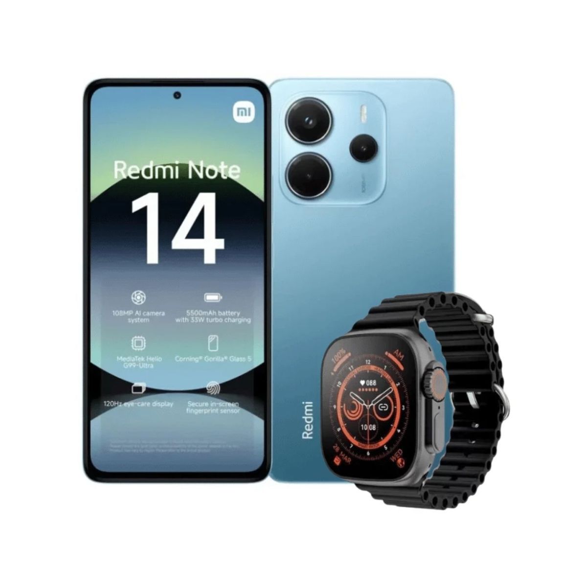 XIAOMI - Celular Xiaomi Redmi Note 14 8GB RAM + 256GB Azul + Smart Watch