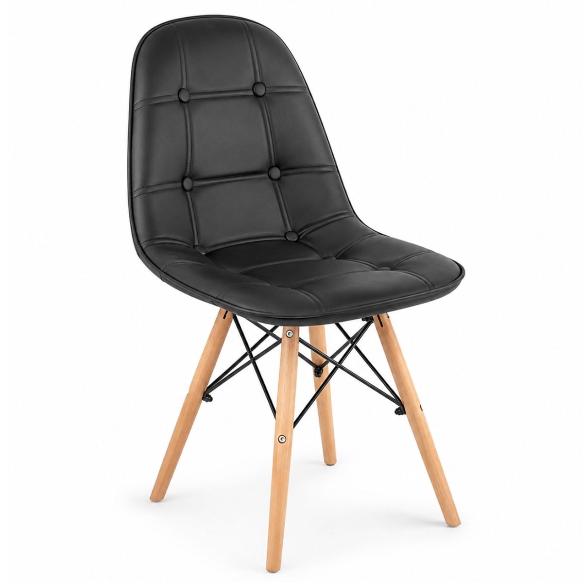 GENERAL TOOLS - Silla Comedor Moderna Acolchada Negra Diseño Elegante Patas Madera Oficina Hogar Confort