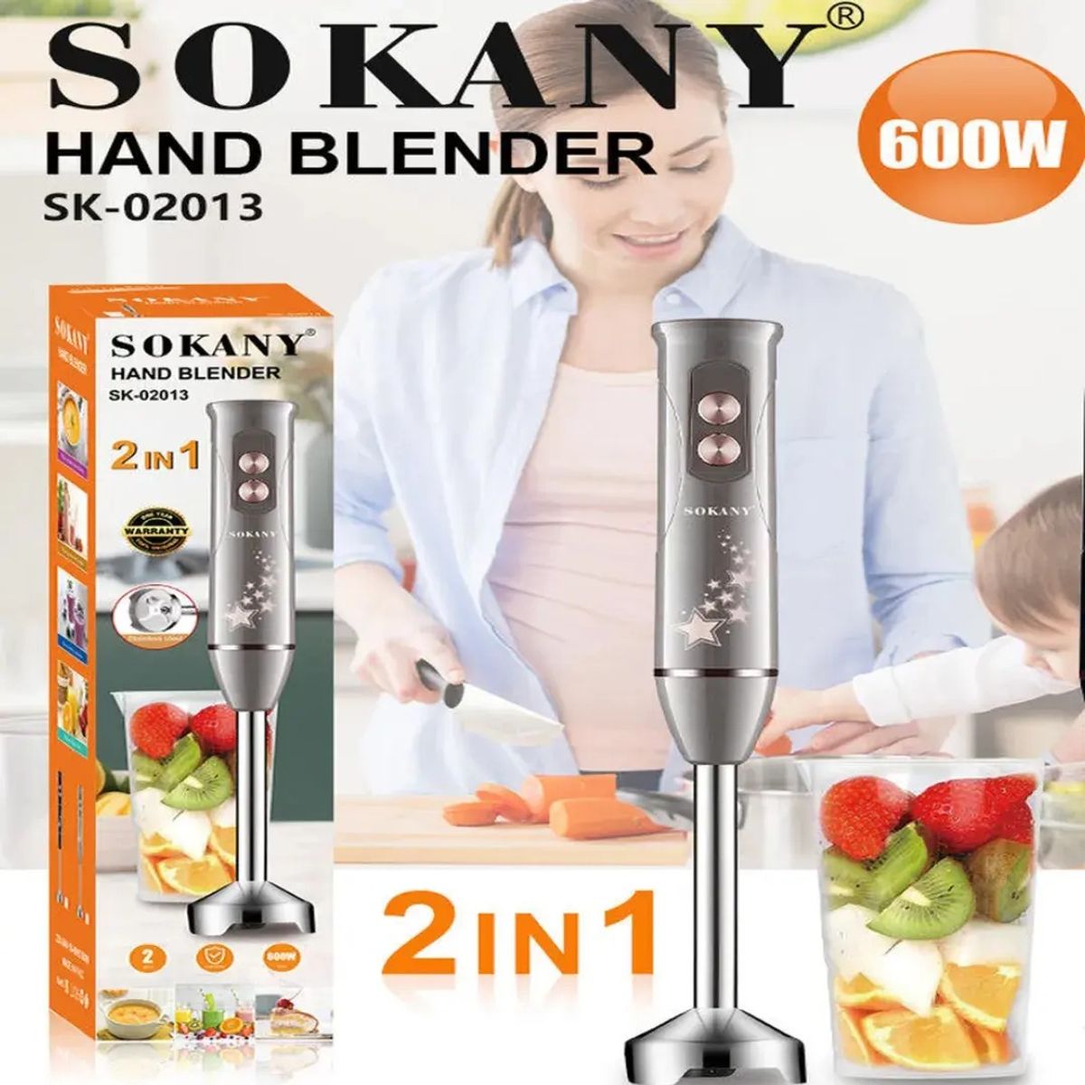 SOKANY - Licuadora De Mano de inmersion Sokany 500w 2 En 1