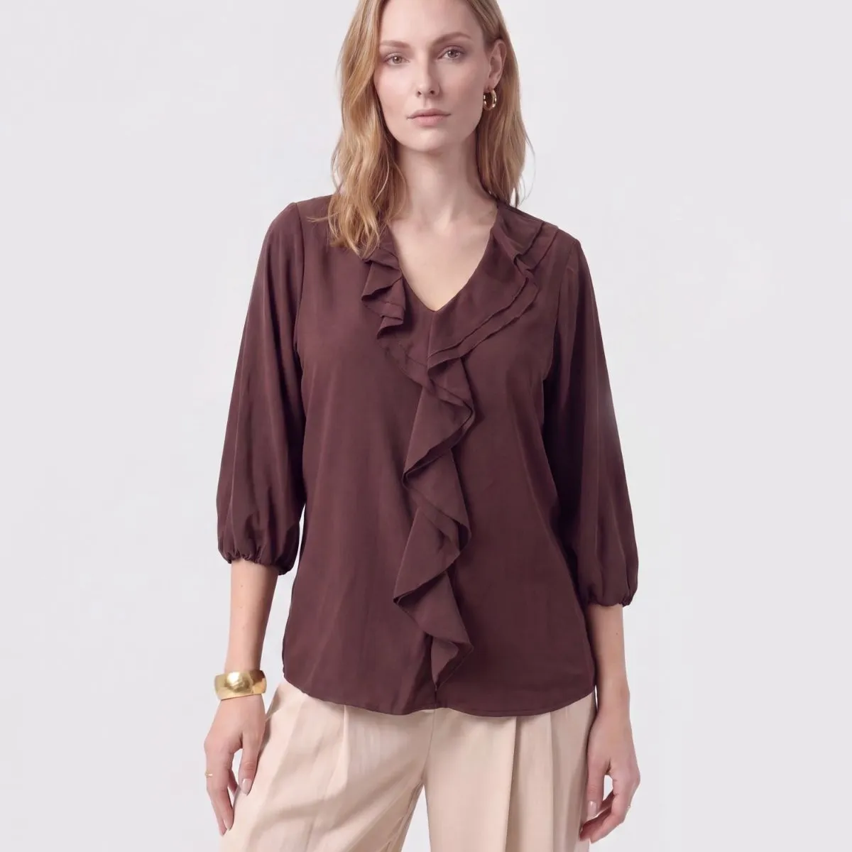 PATPRIMO - Blusa  Para Mujer Manga 3/4 Marca Patprimo Café #30129271