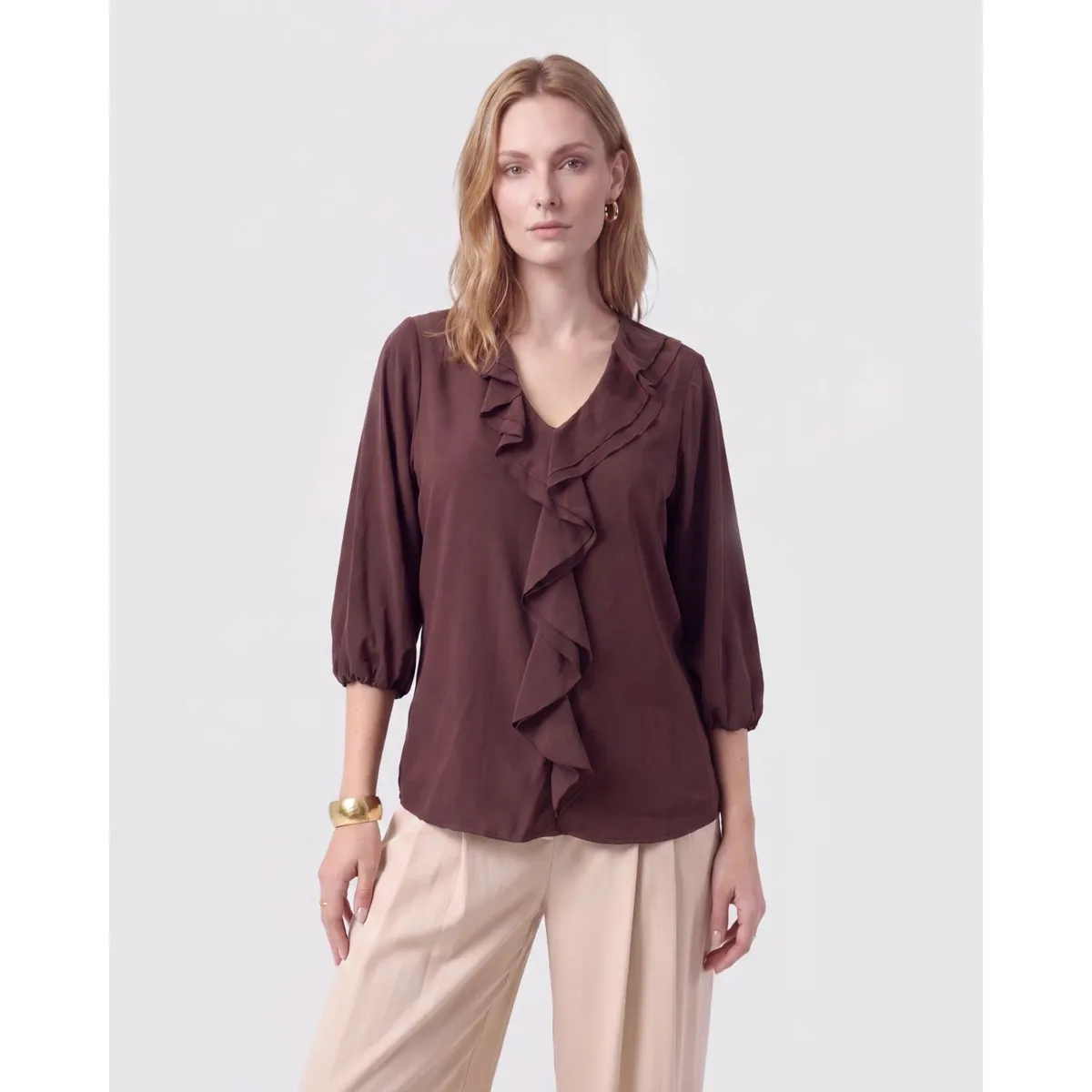 PATPRIMO - Blusa  Para Mujer Manga 3/4 Marca Patprimo Café #30129271