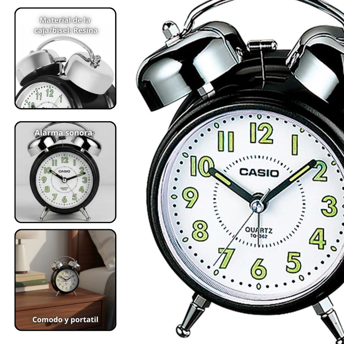 CASIO - Reloj De Mesa Despertador Modelo TQ-362-1B