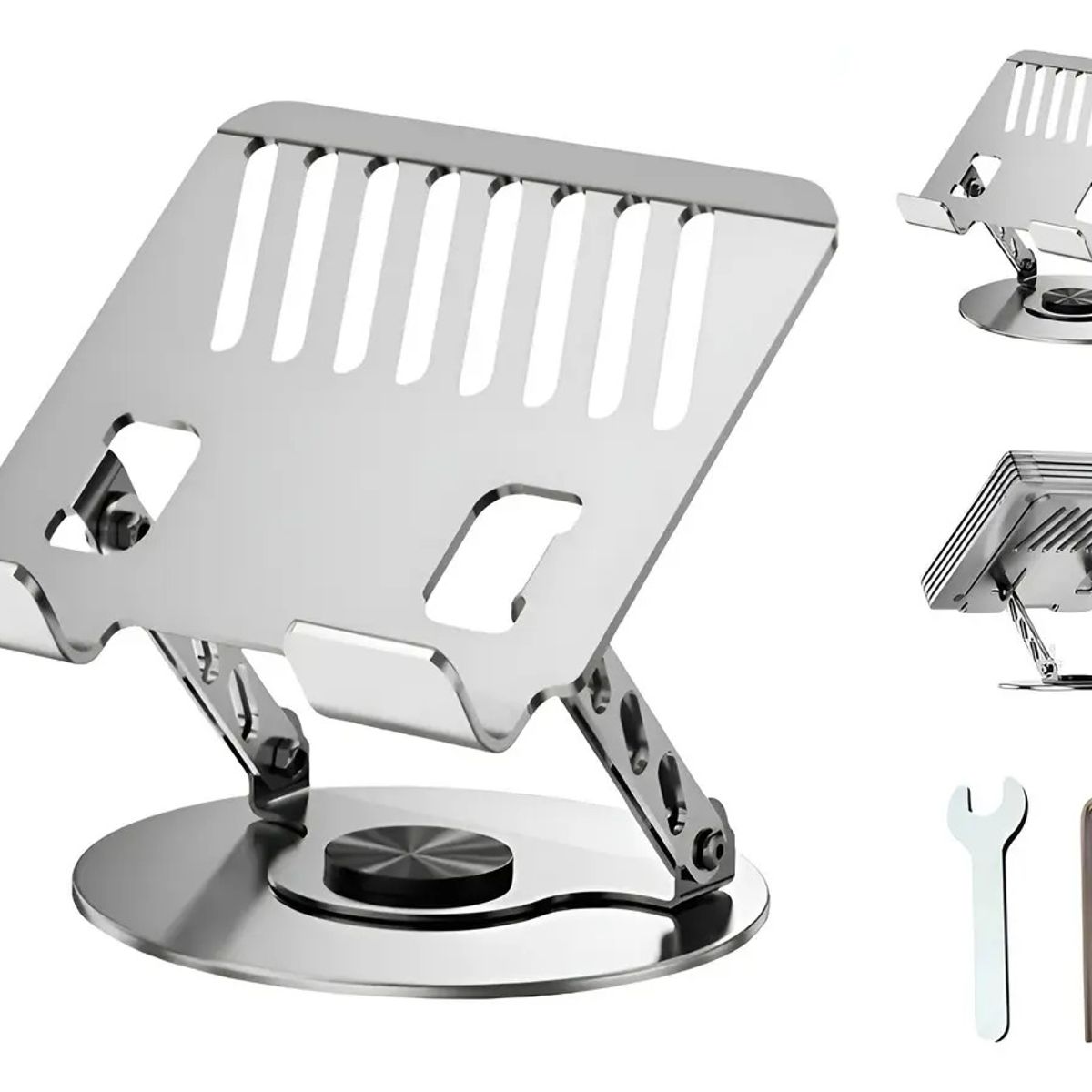 GENERICO - Soporte Portátil Aluminio 360° Ajustable Ergonómico Plegable 10-17 Antideslizante