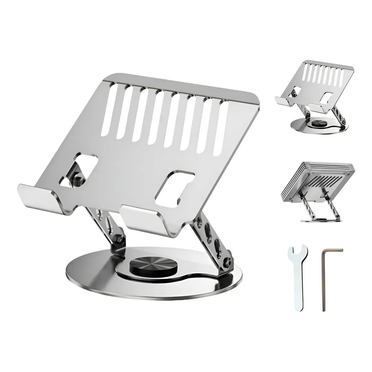 GENERICO - Soporte Portátil Aluminio 360° Ajustable Ergonómico Plegable 10-17 Antideslizante