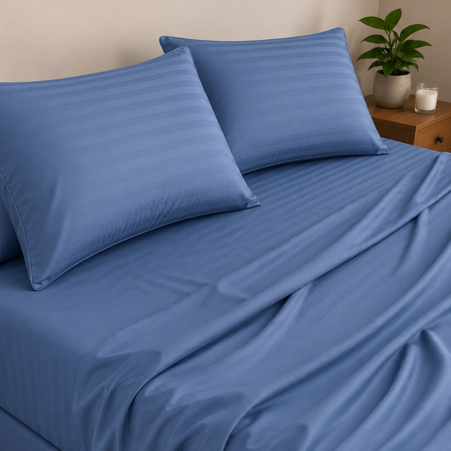 Sábana Plana 240x300 Cm Azul Índigo - 100% Algodón 57 Hilos/cm², Suave Y Resistente