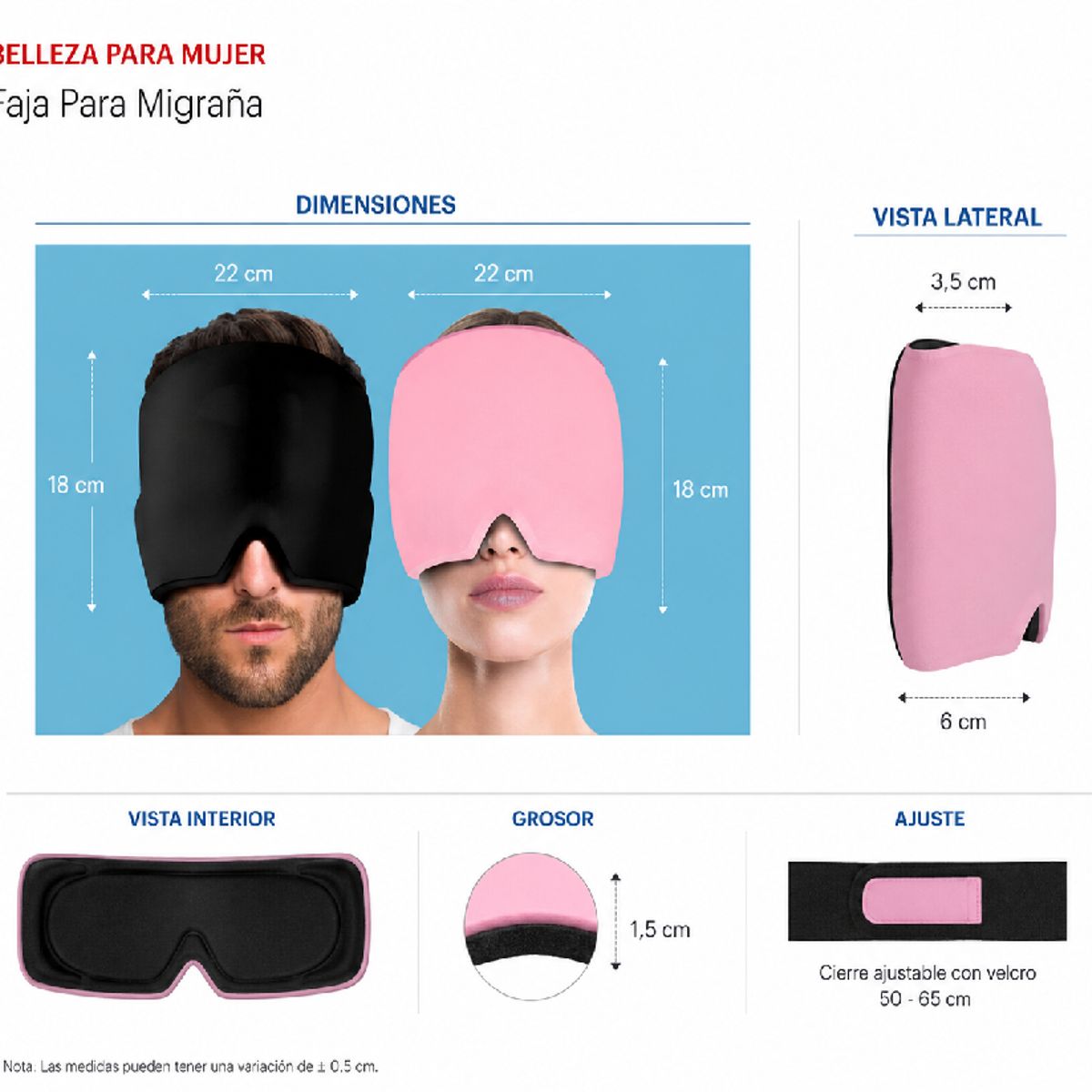 CHINA GLAZE - Faja para migraña de dolor de cabeza unisex
