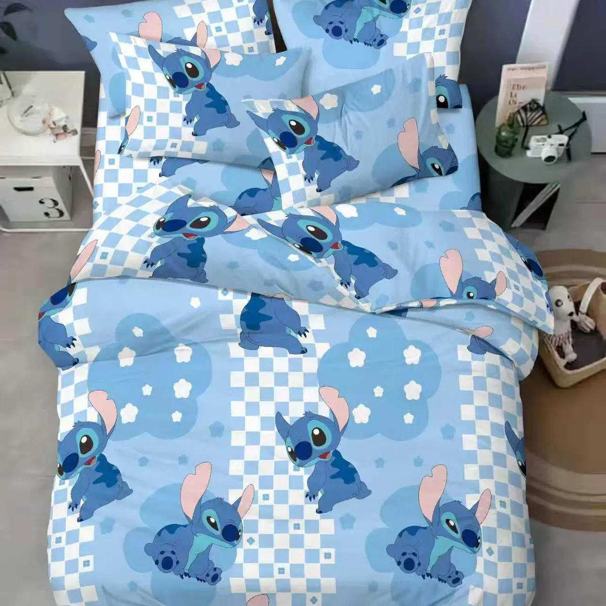 SIRENITAS - Juego de sabanas cama Sencilla Semi Doble Queen King Stitch Azul