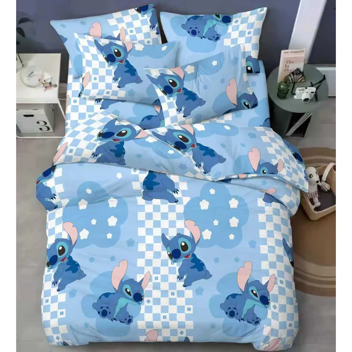 SIRENITAS - Juego de sabanas cama Sencilla Semi Doble Queen King Stitch Azul