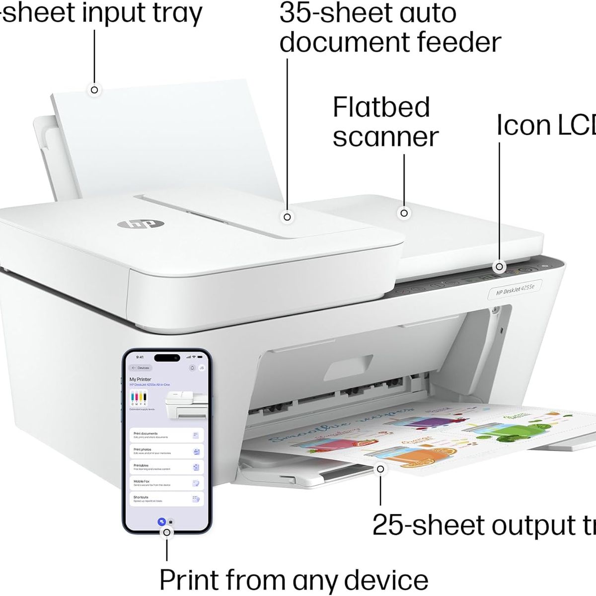 HP - Impresora inalámbrica de inyección de tinta todo en uno, escáner, fotocopiadora