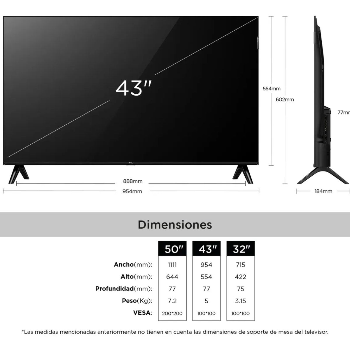 TCL - Televisión TCL 43" 43S5K FHD QLED - Smart Tv Google