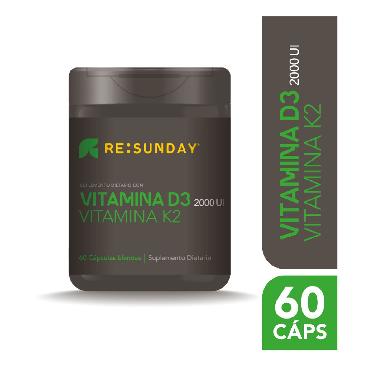 RESUNDAY - VITAMINA D3 2000 UI + VITAMNA K2 80 MCG FRASCO 60 CAPSULAS BLANDAS RESUNDAY
