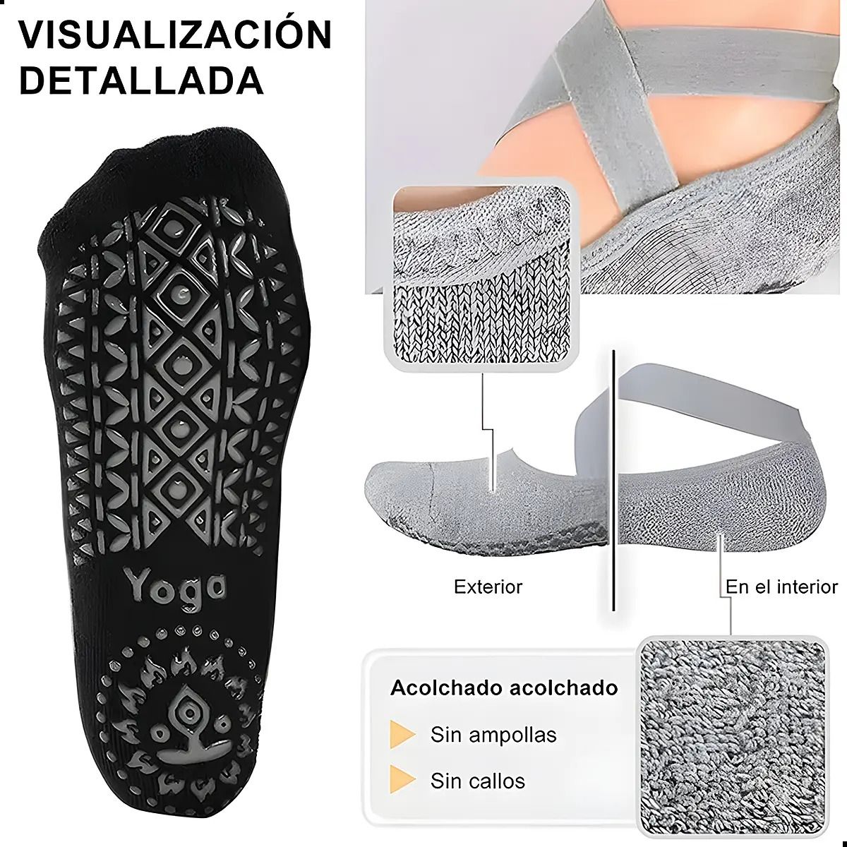 GENERICO - Calcetines Antideslizantes Para Yoga Pilates Ballet Deporte