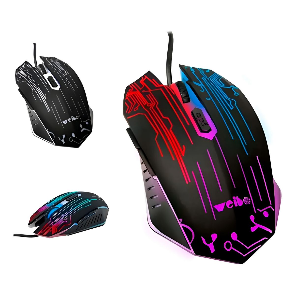 GENERICO - Mouse Gamer Óptico Rgb 3200 Dpi Diseño Circuitos Profesional