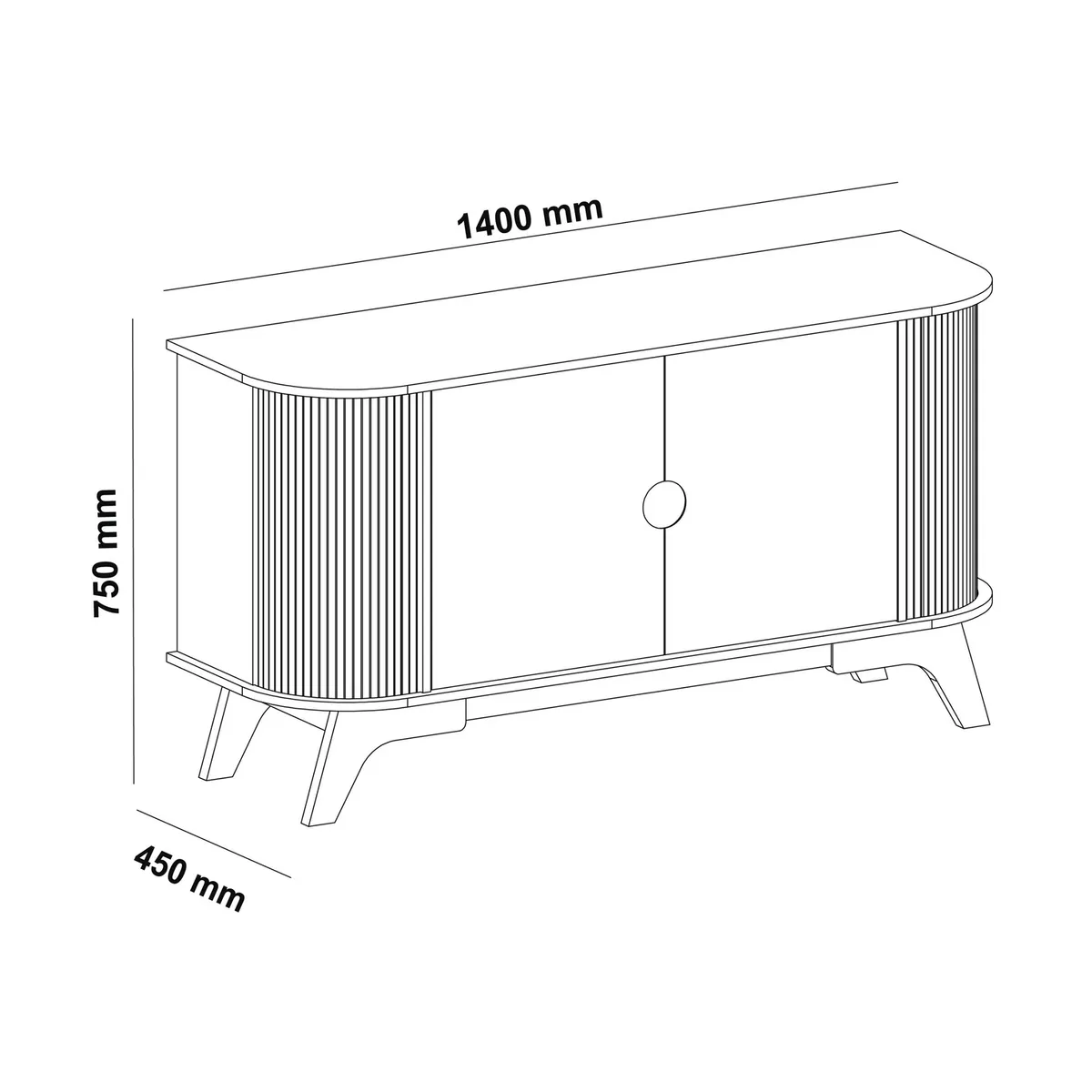 BERTOLINI - Mueble Bifé Aparador Vivaldi estilo Retro75x140x45cm