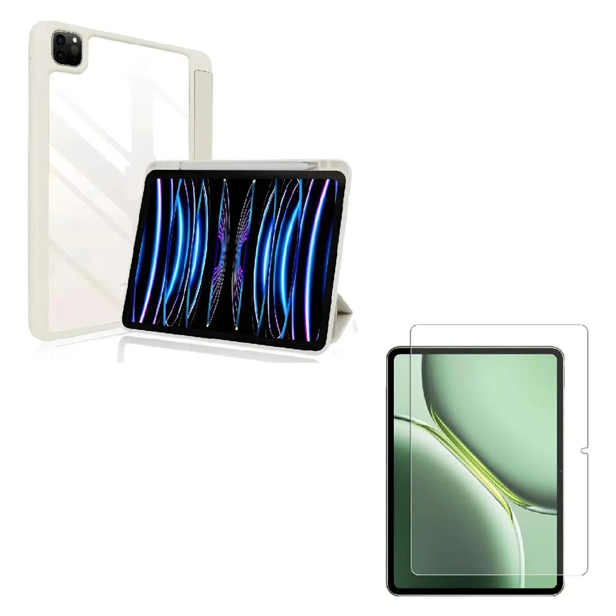 GENERICO - FORRO ESTUCHE SMART CASE CRISTAL PARA  IPAD AIR 11 CHIP M4 2026 + VIDRIO PARA TABLET GRIS