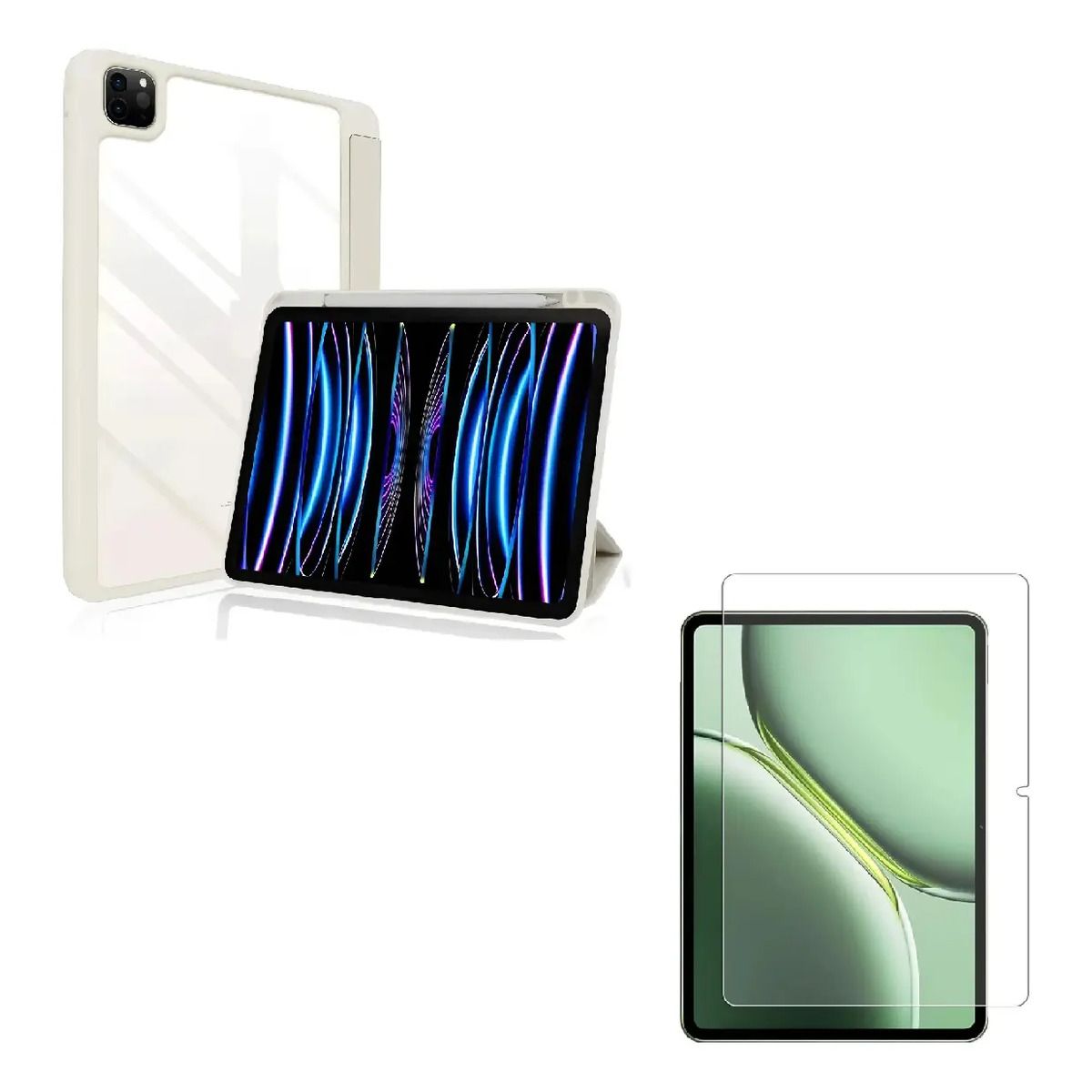 GENERICO - FORRO ESTUCHE SMART CASE CRISTAL PARA  IPAD AIR 11 CHIP M4 2026 + VIDRIO PARA TABLET GRIS