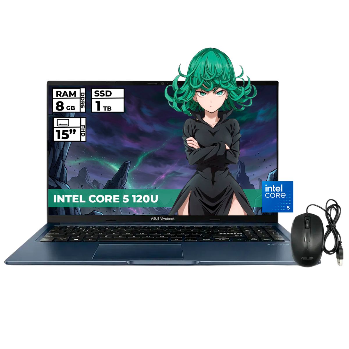 ASUS - PORTATIL ASUS INTEL CORE 5-120U 8GB RAM 1TB SSD 15 FHD + MOUSE ORIGINAL ASUS