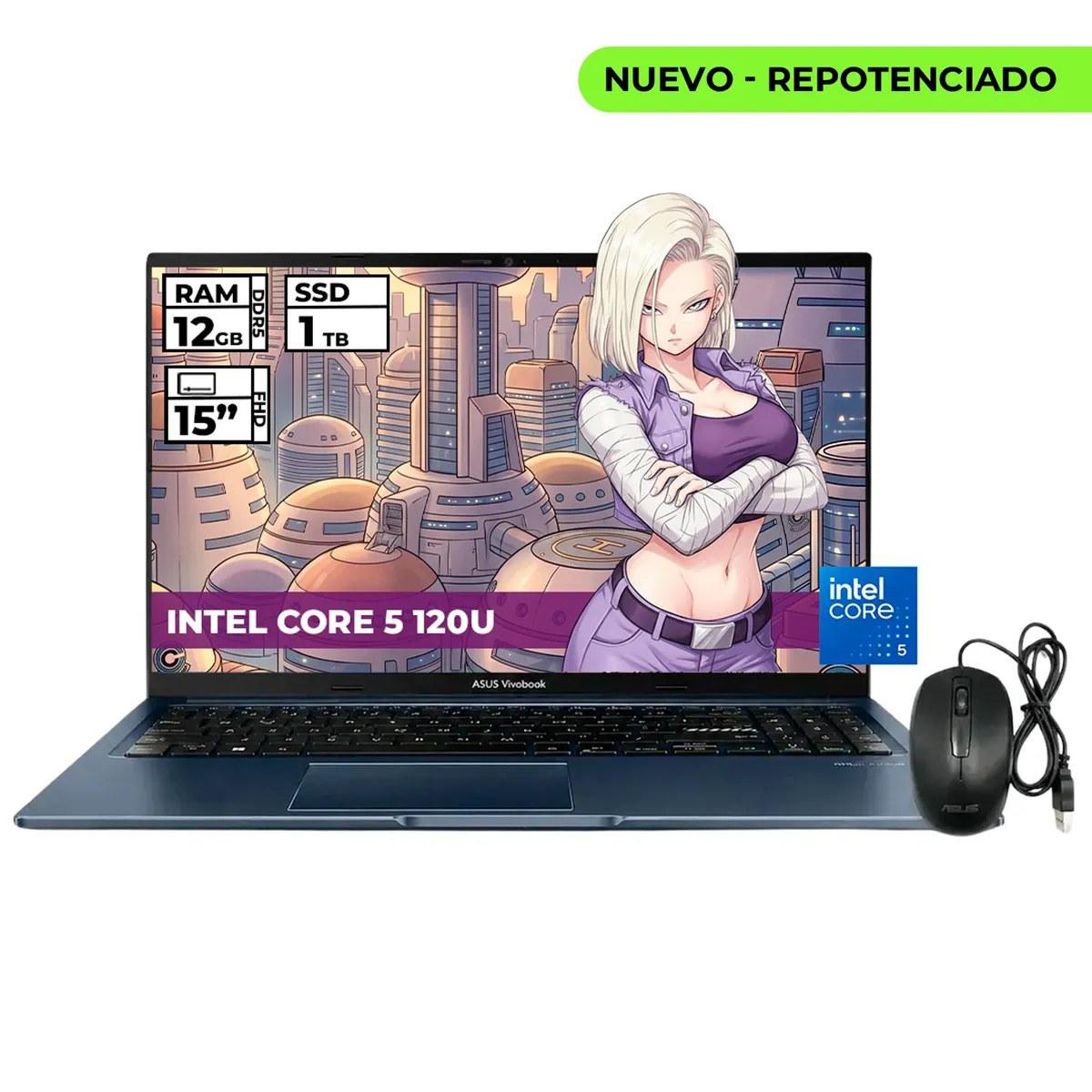 ASUS - PORTATIL ASUS INTEL CORE 5-120U 12GB RAM 1TB SSD 15 FHD + MOUSE ORIGINAL ASUS